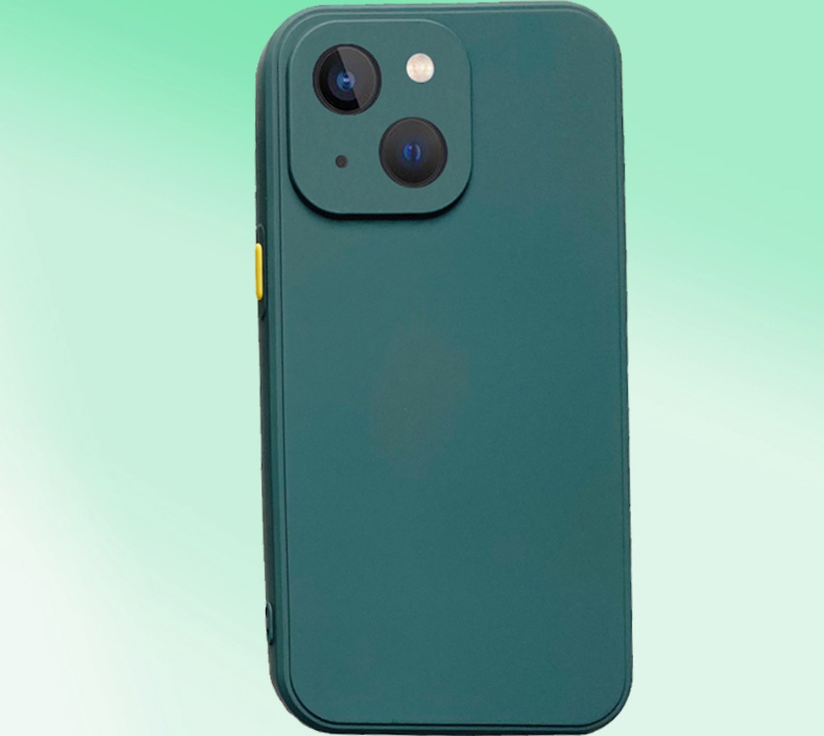 Apple iphone 13 Hoesje Back Cover met camera bescherming Donker groen 1x Gratis Glass Screenprotector