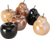 Boltze Home Decoratief object Perly keramiek appel of peer- H14cm- verkrijgbaar in bruin, zwart of donkergeel