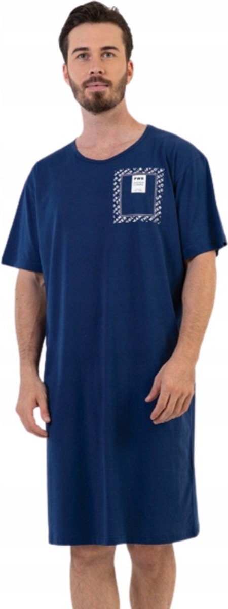 Vienetta heren nachthemd marineblauw - korte mouwen XL