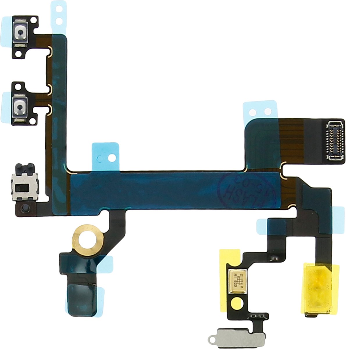 Avizar Nappe Power Bouton On/Off + Volume + Haut parleur + Flash pour Geschikt voor Apple iPhone 5S, Zwart