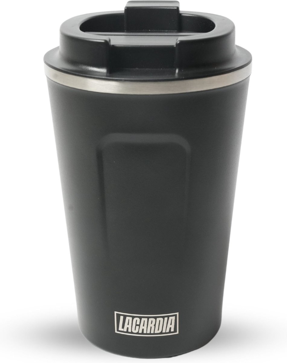 LaCardia Koffiebeker To Go Premium Zwart – Thermosbeker – Theebeker – 380ML – Herbruikbaar