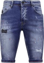 Korte Broek met Verfspatten Heren - 1043 - Blauw