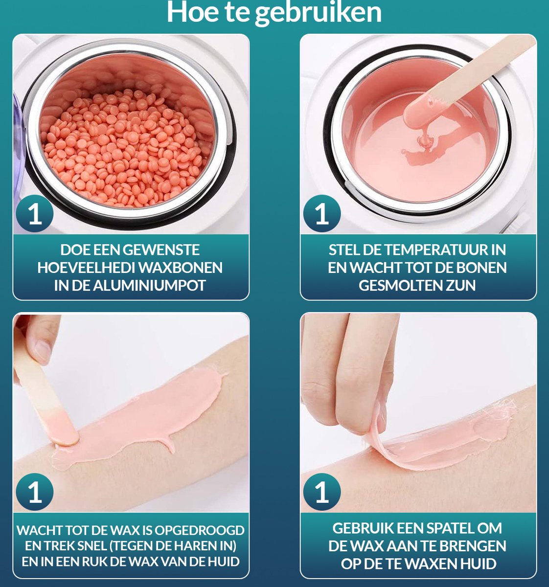 Wax Ontharingsapparaat Wax Ontharing Set Incl. 200g Ontharingswax