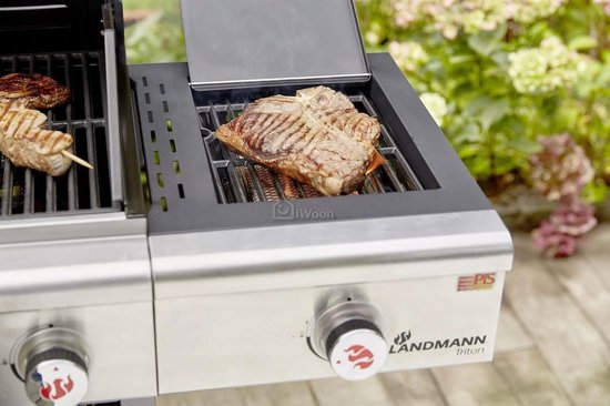 Landmann Triton MaxX PTS 4.1 Barbecue - Gas - Gietijzeren Roosters - Zilver - 4 Pits - Gas BBQ - Gasbarbecue