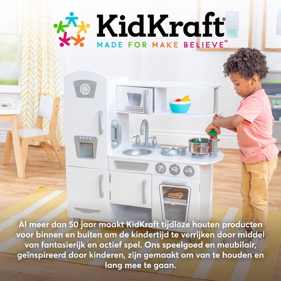 KidKraft 53173 rode vintage houten speelgoedkeuken voor kinderen, inclusief speelgoedtelefoon
