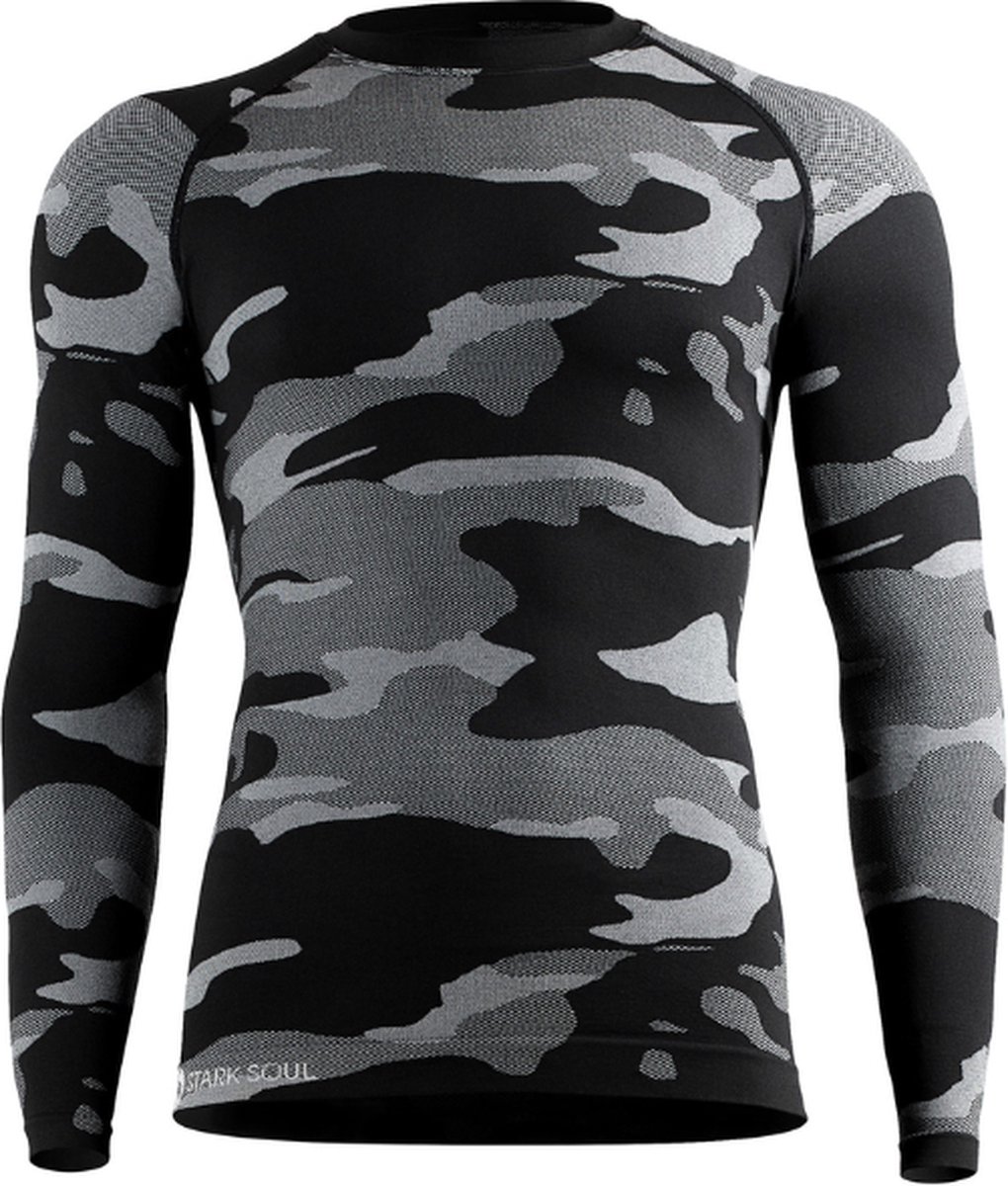 Heren thermoshirt met lange mouwen - Camouflage Zwart - Maat L/Xl