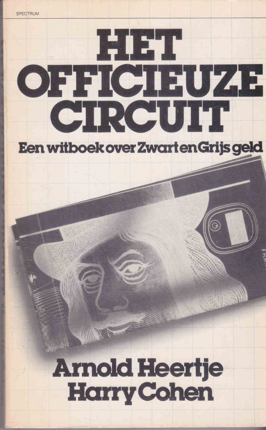 Boekomslag met de titel 'Het Officieuze Circuit', een ondertitel en een detail van een bankbiljet met een portret.