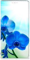 Stand Case met foto Samsung Galaxy A14 5G Telefoonhoesje Orchidee Blauw