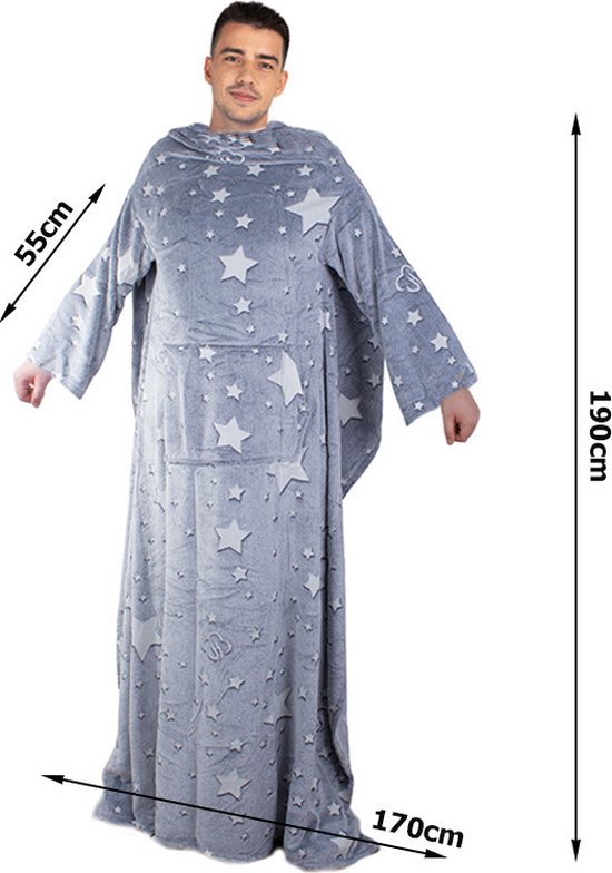 Gegeryozer Hoodiedeken met Mouwen - Ultra Zachte Flanellen Deken, Uniseks met Capuchon & Zakken - Voor Thuis, Bank en Bed