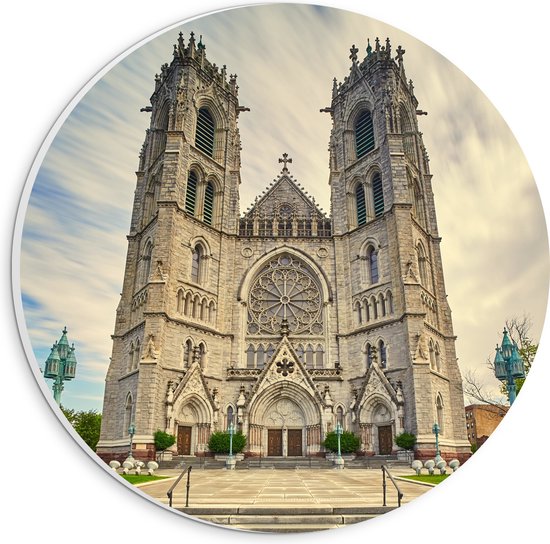 PVC Schuimplaat Muurcirkel - De Kathedraalbasiliek van het Heilig Hart, New Jersey - 20x20 cm Foto op Muurcirkel (met ophangsysteem)