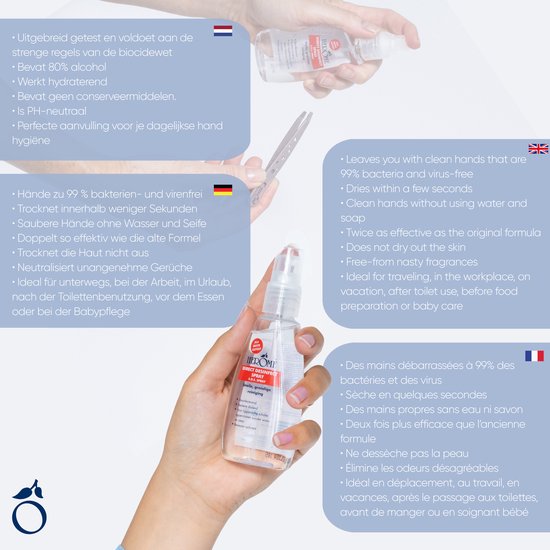 Herome Direct Desinfect Desinfecterende Spray - 80% Alcohol - voor het Desinfecteren van de Handen - 75ml