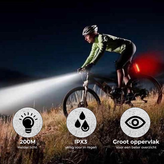 Voorlicht voor fiets, 3 leds, helder, waterdicht, superhelder