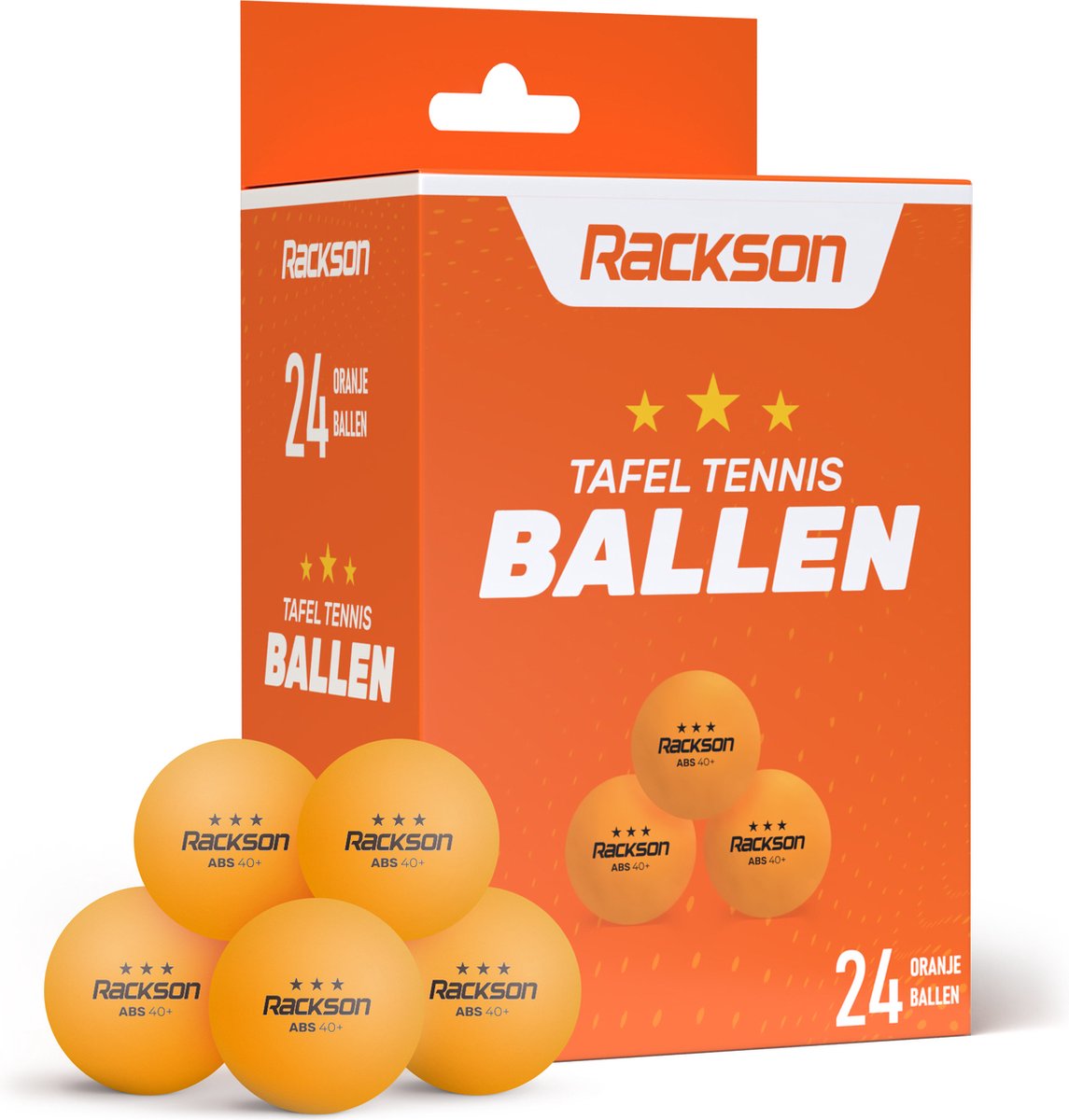 RACKSON Professionele Tafeltennisballen - 24x Oranje - 3 ster kwaliteit - Tafeltennisballen - Pingpongballen - Beerpong