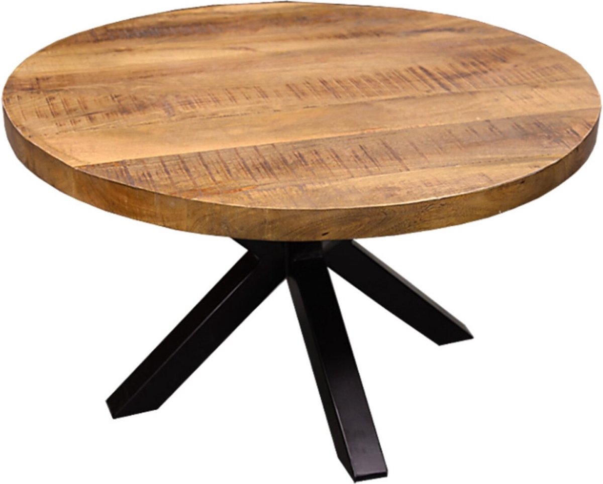 Salontafel Kyara rond mangohout met Spinpoot 80 cm