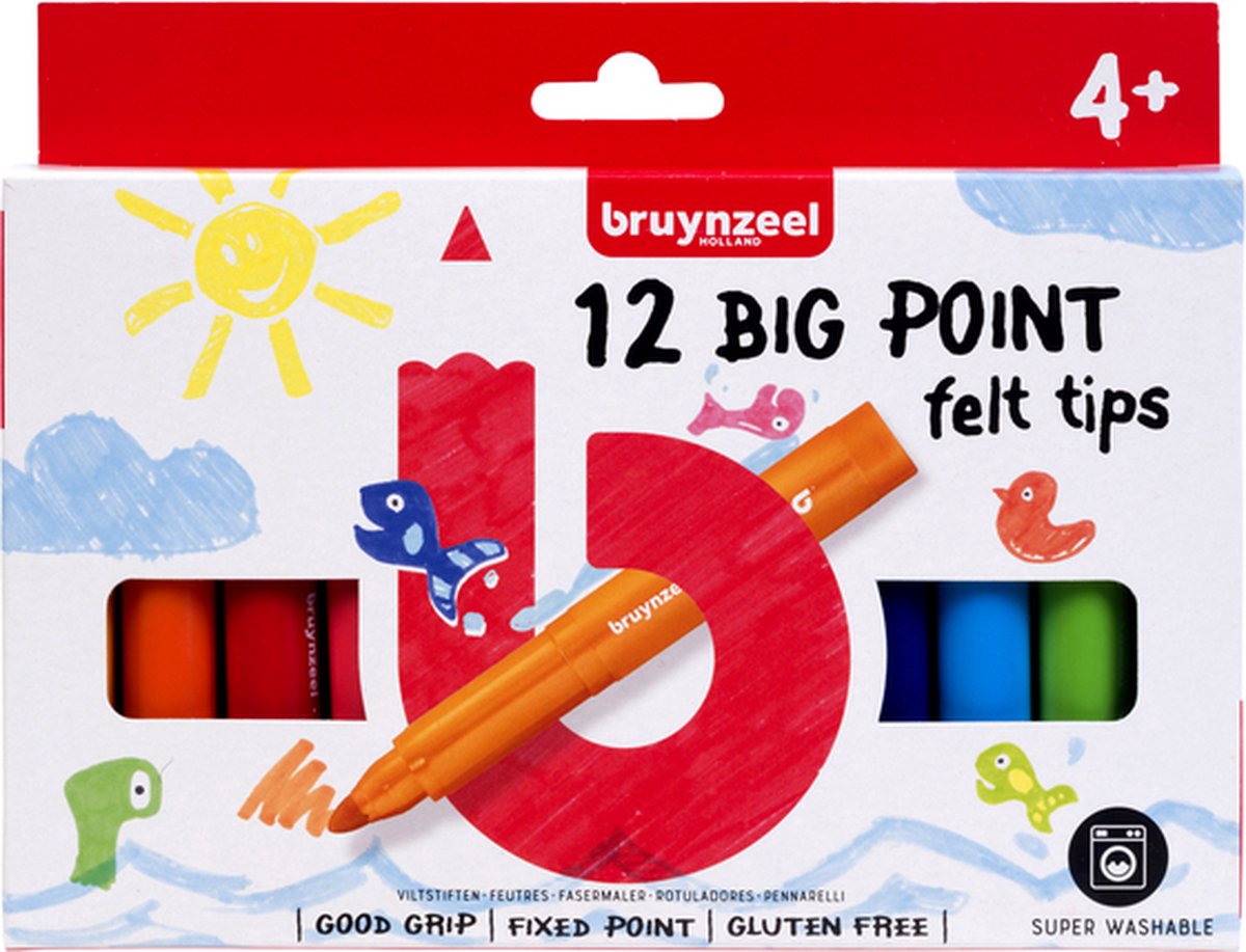 Bruynzeel kids big point viltstiften set 12 | Set a 12 stuk | 10 stuks