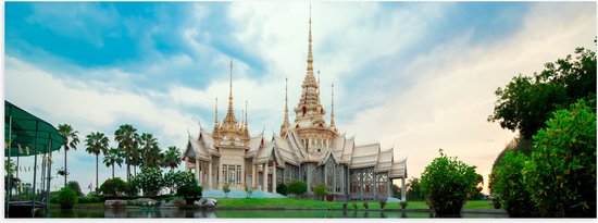 WallClassics - Poster (Mat) - Boeddhisitsche Tempel - Thailand - 90x30 cm Foto op Posterpapier met een Matte look