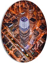 WallClassics - PVC Schuimplaat Ovaal - De Salesforce Tower vanaf boven - 21x28 cm Foto op Ovaal (Met Ophangsysteem)