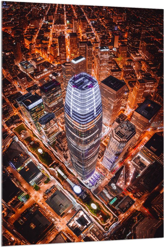 WallClassics - Acrylglas - De Salesforce Tower vanaf boven - 100x150 cm Foto op Acrylglas (Wanddecoratie op Acrylaat)