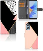 GSM Hoesje OPPO A17 Bookcase Black Pink Shapes