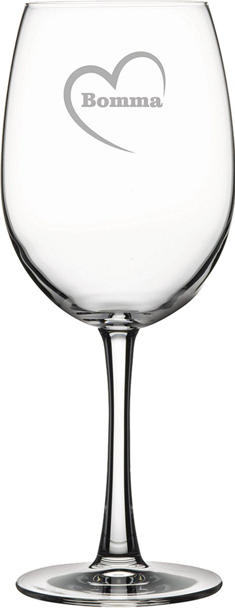 Rode wijnglas gegraveerd - 58cl - Bomma-hartje