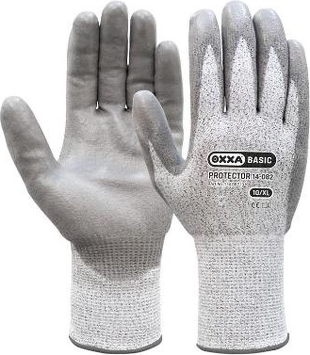 OXXA Protector 14-082 handschoen (12 paar) S/7 Oxxa - Grijs - PU/Nylon - Gebreid manchet - EN 388:2016