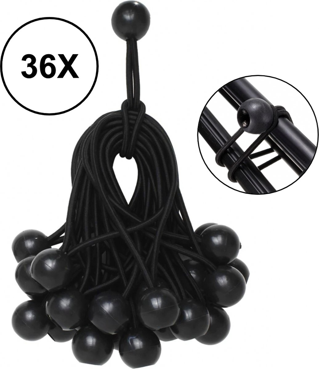PD® - Spanelastiek - Zwart - Elastiek koord - Spanrubbers - Elastiek Met Bal - Tentspanner - Tentelastiek - Tentspanners met Bal - Elastiek Trampoline