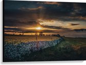 Canvas - Groen Landschap onder Zonsondergang - 100x75 cm Foto op Canvas Schilderij (Wanddecoratie op Canvas)