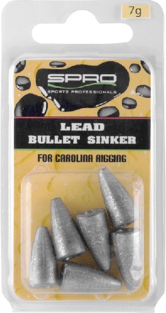 Spro - Lead Bullet Sinker - 7g - 6st - Zwart — afbeelding 3