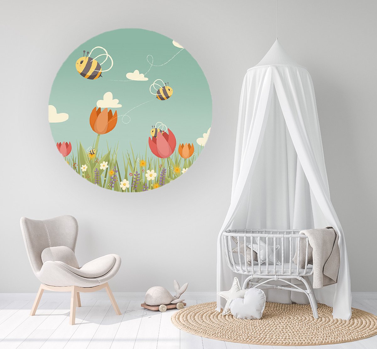 Behangcirkel Tulpen - Wanddecoratie - Kinderkamer - Babykamer
