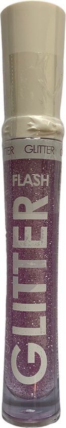 Leticia Well - Glitter Lipgloss - lila/roze/doorzichtig met zilver glitters - nummer 33 - 1 kunststof flesje met applicator en 6 ml. inhoud