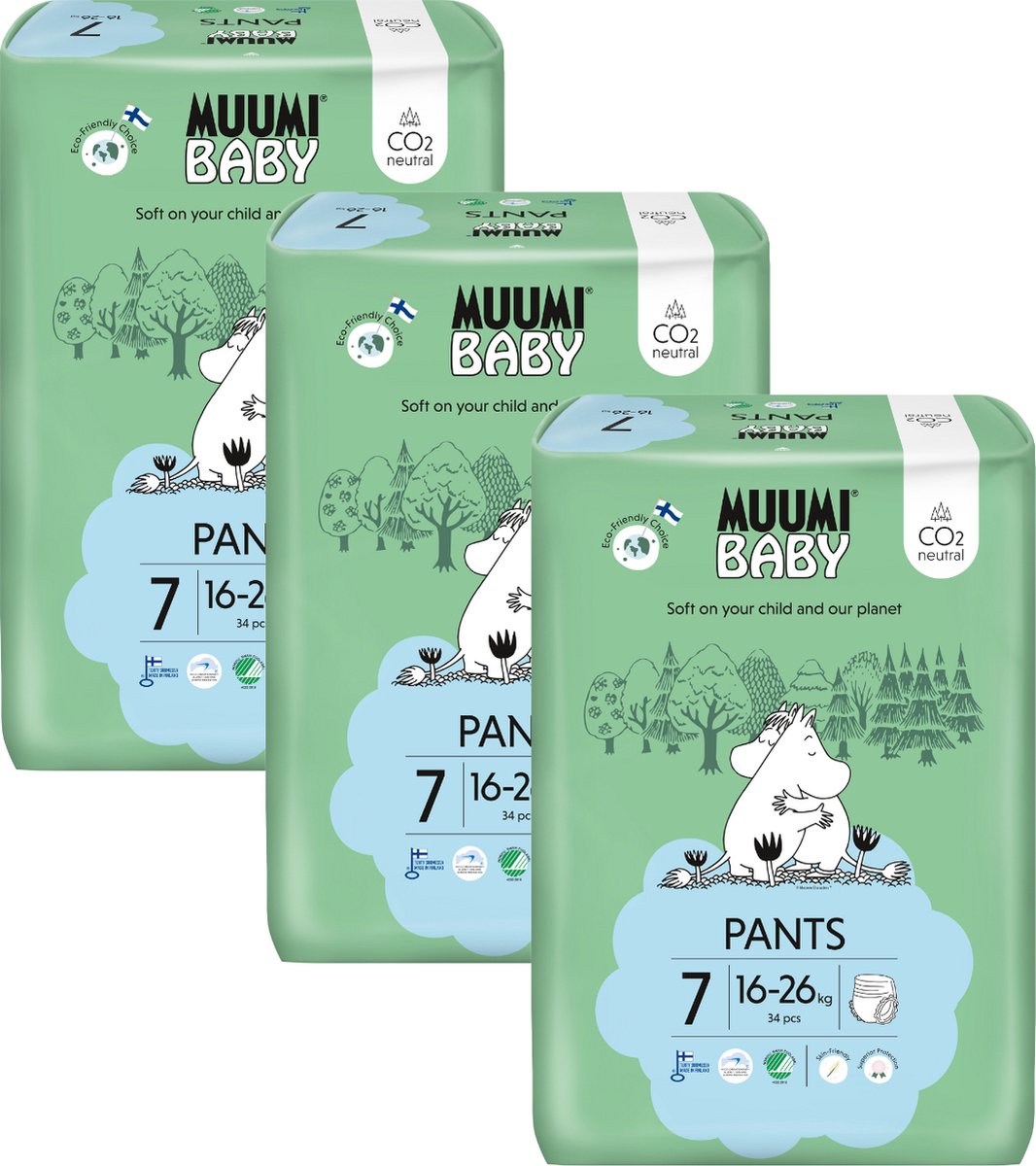 Eco Muumi Baby luierbroekjes maat 7 - 16-26 kg - 102 stuks - ecologisch