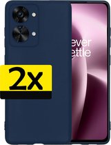 Hoesje Geschikt voor OnePlus Nord 2T Hoesje Siliconen Case - Hoes Geschikt voor OnePlus Nord 2T Hoes Siliconen - Donkerblauw - 2 Stuks