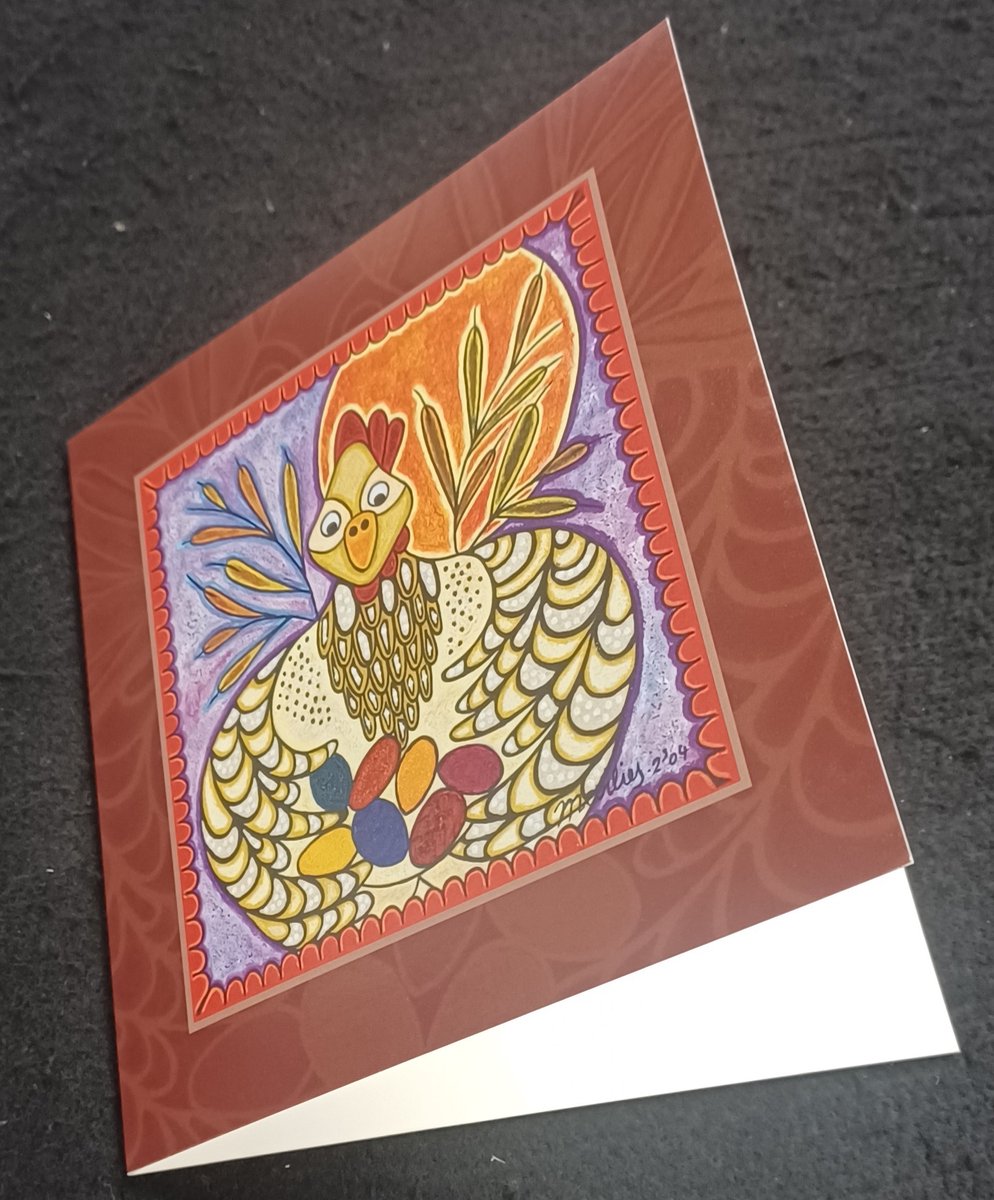 kaart Marlies van Wezel - De kip of het ei 16 x 16 cm 4 stuks