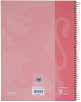 Oxford École Europeanbook - cahier - bordure colorée - A4+ - ligne - 80 feuilles - 4 trous - couverture rigide - rose pastel