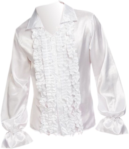 Smiffys Kostuum Blouse -M- 60s Ruffled Wit