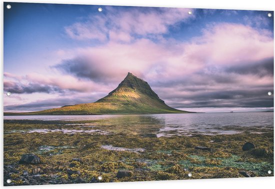 Tuinposter – Kirkjufell Berg - IJsland - 150x100 cm Foto op Tuinposter (wanddecoratie voor buiten en binnen)