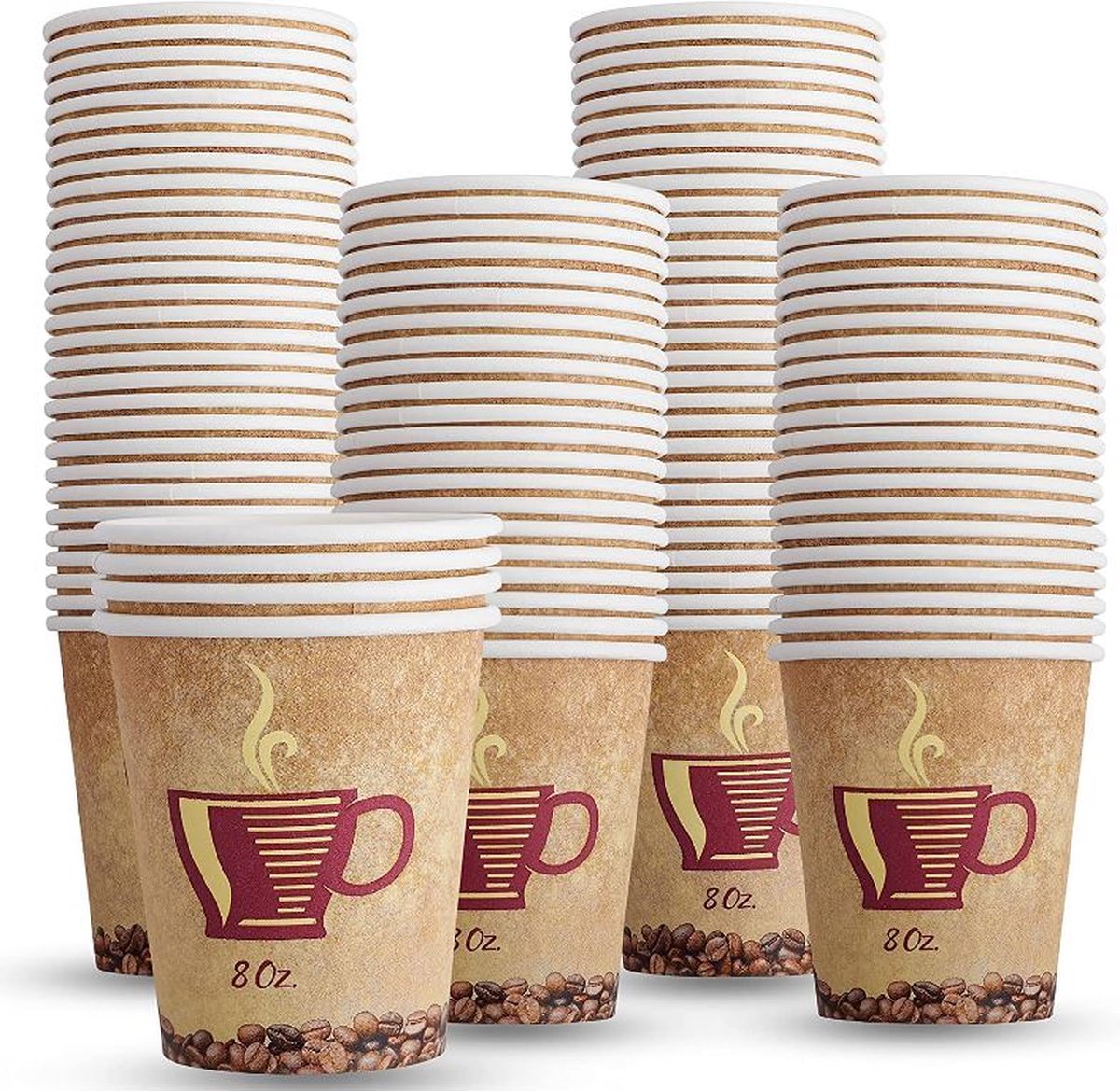 Kartonnen beker 200ml -8 oz - 100 stuks- Recyclable wegwerp papieren bekers - Coffee cups