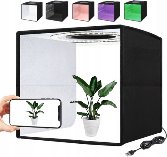 ZoeZo Design - Fotostudio met LED verlichting - 25 x 25 cm - Dimbaar - 12 achtergronden - Foto studio - Opvouwbaar - Product fotografie - Fotobox