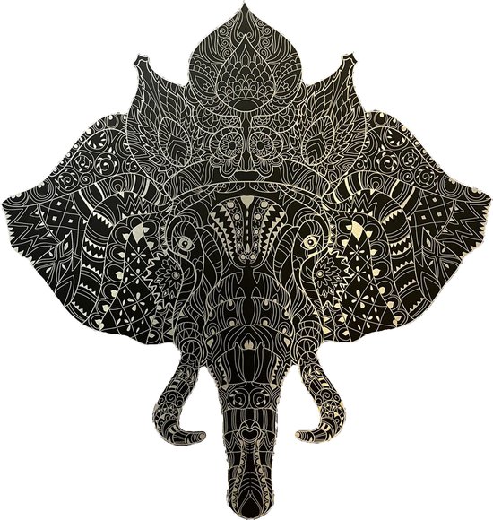 Schobbejak Silver Art | Indische Olifant | Dibond Butler Finish | Wanddecoratie | Kunst op je Muur | 80 x 87 CM