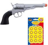 Verkleed speelgoed revolver/pistool metaal 8 schots met 12x plaffertjes ringen