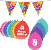 Haza Leeftijd verjaardag thema pakket 8 jaar - ballonnen/vlaggetjes