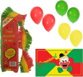 Carnaval versiering pakket - Vlag/Slingers/Ballonnen - rood/geel/groen