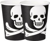 Papieren feestbekers piraten - 20x - verjaardag/thema feest - 200 ml