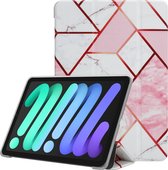 Cadorabo Tablet Hoesje voor Apple iPad MINI 6 (8.3 inch) - Design Wit Roze Marmer - Ultra dunne beschermhoes gemaakt van flexibel TPU silicone met standfunctie