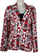 Angelle Milan - Rood-wit print blazer voor Dames - Travelstof - Comfort - Strijkvrij - Duurzaam - Maat M - In 5 maten!