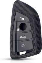 Zachte Carbon Sleutelcover met Knoppen - Sleutelhoesje Geschikt voor BMW 1 serie / 3 serie / 5 Serie / 7 Serie / X1 / X3 / X4 / X5 / F16 / G20 / G30 / F11 / M - Siliconen Materiaal - Sleutel Hoesje Cover - Auto Accessoires