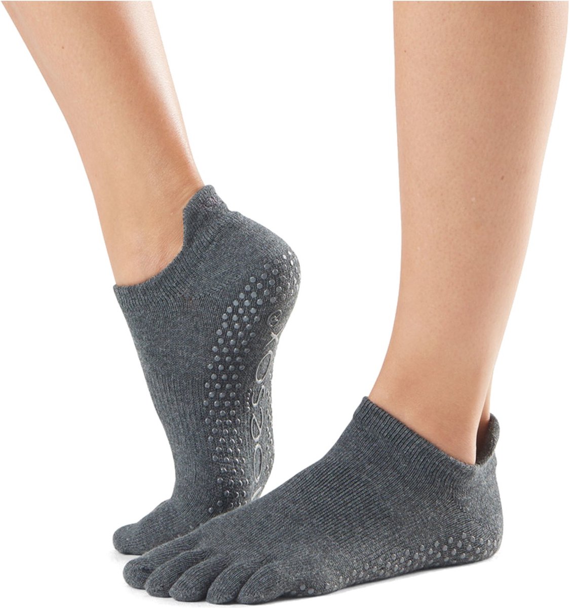 ToeSox Low Rise - Antislip Sokken - Met Tenen - Charcoal - Grijs