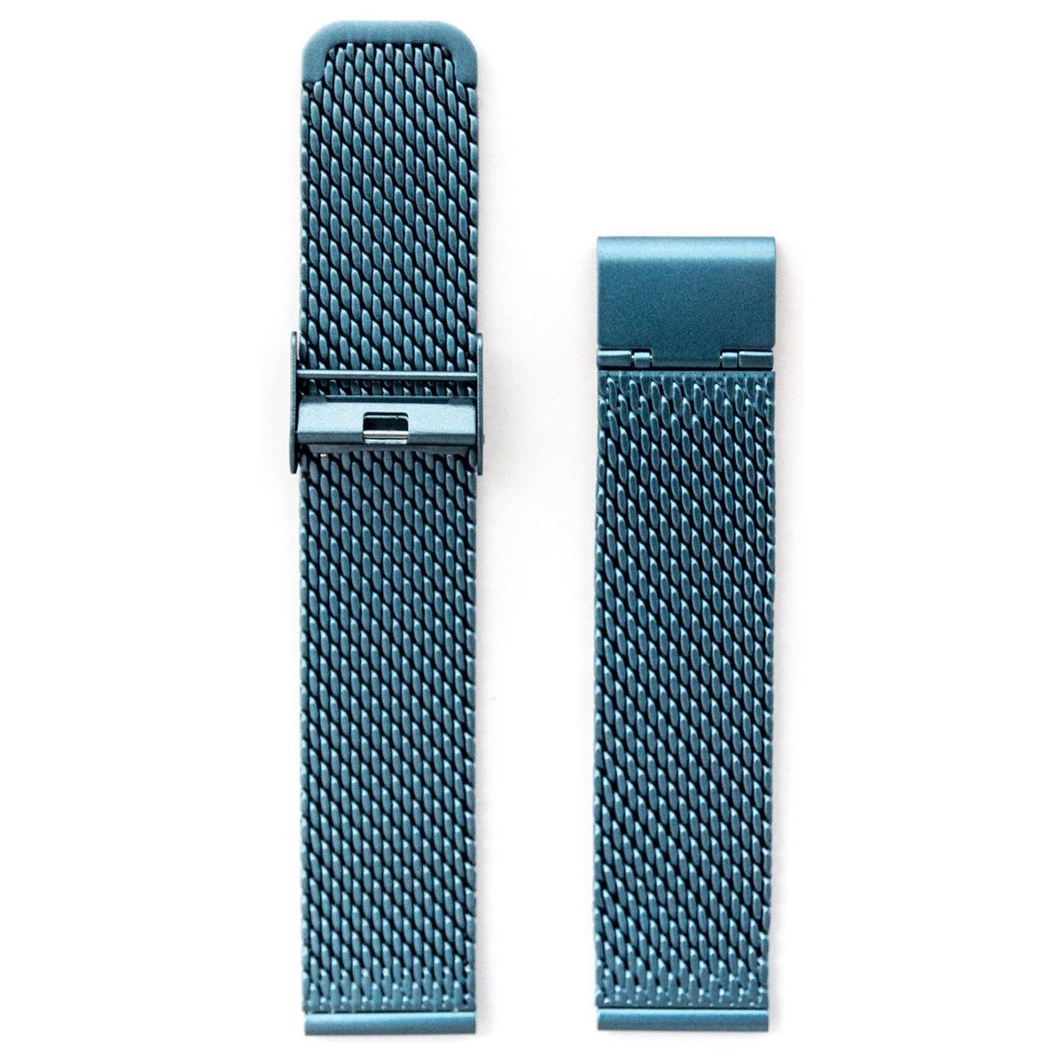 Milanese Mesh Grof Geweven Horlogebandje Roestvrij Staal + opening tool - Lichtblauw 24mm