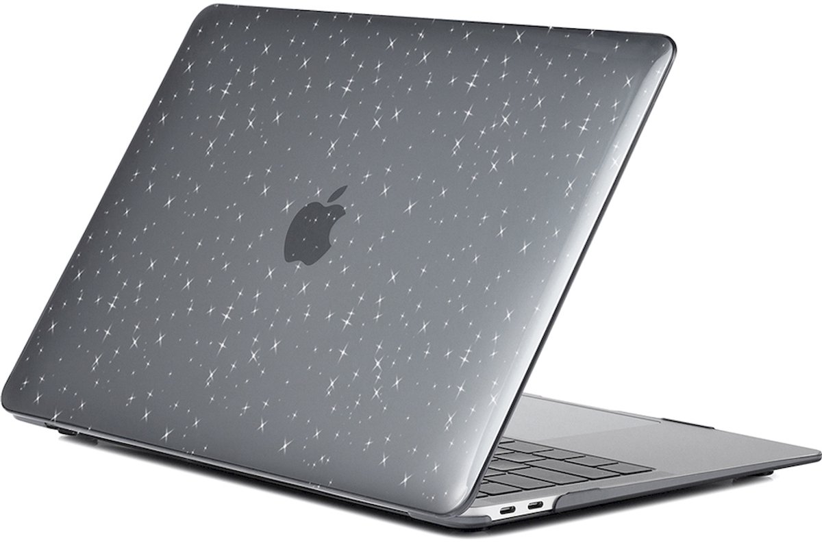 Mobigear Laptophoes geschikt voor Apple MacBook Air 13 Inch (2018-2020) Hoes Hardshell Laptopcover MacBook Case | Mobigear Sparkle - Zwart - Model A1932 / A2179 / A2337