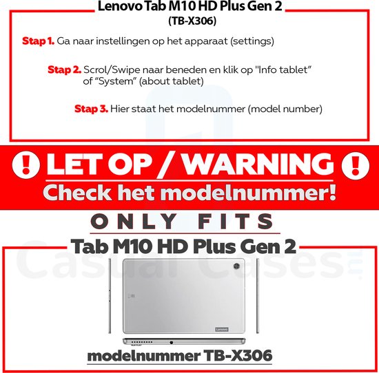 Housse de protection de sommeil à 3 plis - Lenovo Tab M10 HD Gen 2 (2e  génération) - Zwart